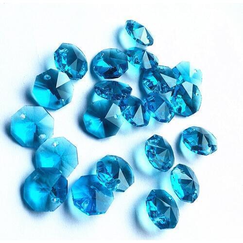 Free shipping 14mm Aqua Blue 500pcs K9 Crystal Octagon Beads Chandelier Parts Accessories Garland Strand Beads For Curtain