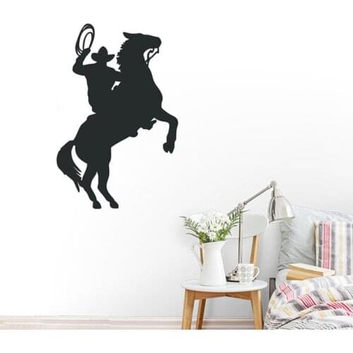 Cowboy Roper Horse Wall Stickers Vinyl Wall Decal Removable Home Decor Living Room Black Silhouette Wall Mural New Arrival ZA432