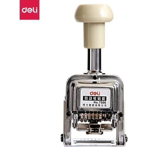 Deli 6 Digital Financial Office Automatic Numbering Machine / Coding Machine Clear Stamping Office Supplies 7506