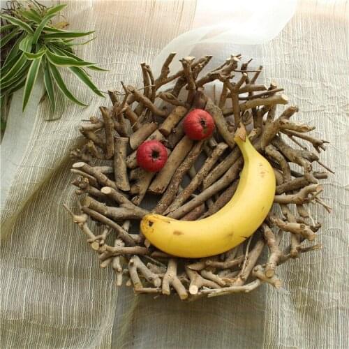 Log Wood Material Basket for Home Kitchen Table Food Fruit Display Plates Fruits Fondant Candy Dish Wood Plates Dishes Tableware