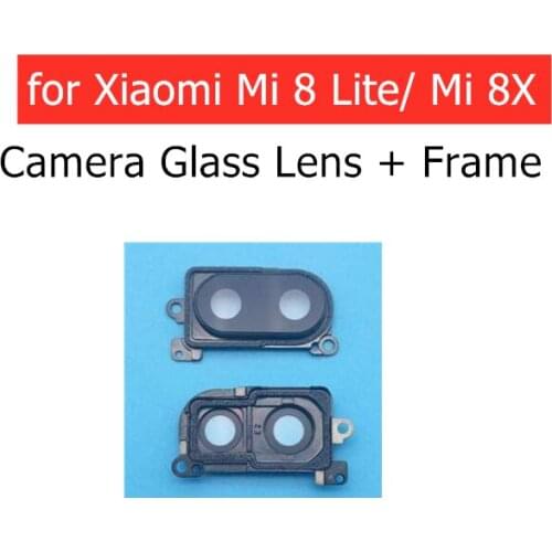 For Xiaomi Mi 8 Lite/ Mi 8X Back Rear Camera Glass Lens with Frame Holder with 3M Glue Replacement Repair Spare Parts