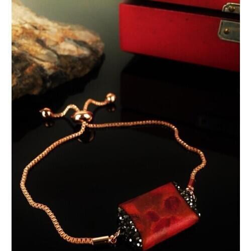 Dr Stone Natural Stone Women Coral Stone Rose Gold plated Bangle K 372887985