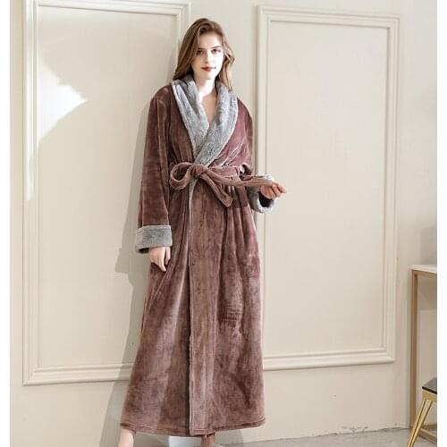 Flannel Women Men sleepwear Army Green robe Thick Warm Winter Shower Spa Robe bath Bathrobe Nightgown robe Men Dressing Gown