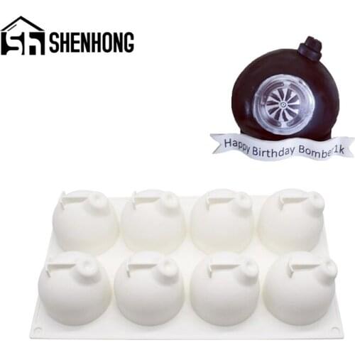 SHENHONG Bomb Shape Cake Mold 8 Cavity Land Mine Mousse Dessert Mould Silicone Molds Cake Decorating Tools Pastry Baking Pan