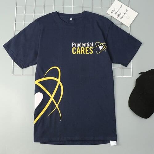 Navy Blue Round Neck Short Sleeve Japan Pure Cotton Tee S M size Students Team Uniform Dark Blue Design And Words Printe T Shirt