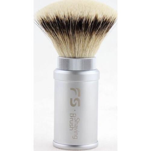 FS-#SI30-TR-MA, KING FLAT FAN SHAPE, 30mm Knot, Aluminum Travel Shaving Brush, 100% Silvertip Badger hair(+Free Gift in random)