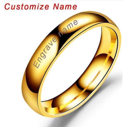 Trendy Custom Inscription Name Ring Personalized For Women Rose Gold Black Glossy Engagement Rings Dropshipping Bulk Jewelry