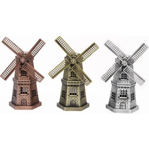 Creative metal Dutch windmill model decoration Alloy windmill rotatable home decoration childrens toy gift desktop jewelry