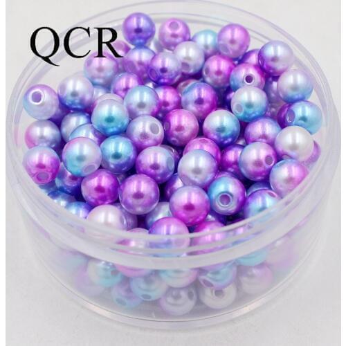 Pick Size 4/6/8/10mm Round Rainbow Purple Color Imitation Pearls Beads Crafts Decoration for DIY Jewelry Making 50-500pcs/lot