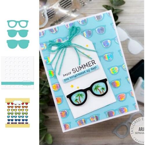 Summer Sunglasses Circle Cutting Dies And Stamps And Stencil Scrapbook Diary Decoration Stencil Embossing Template Make Albums