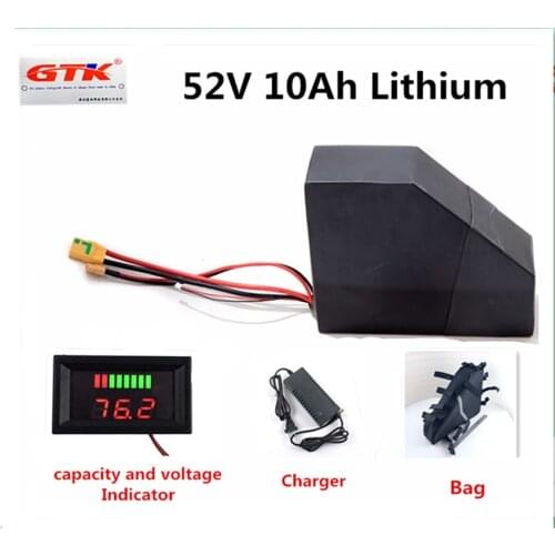 Triangle 52V 10Ah Lithium li ion battery pack with capacity indicator and BMS for e-bike e-scooter fat-bike+2A charger