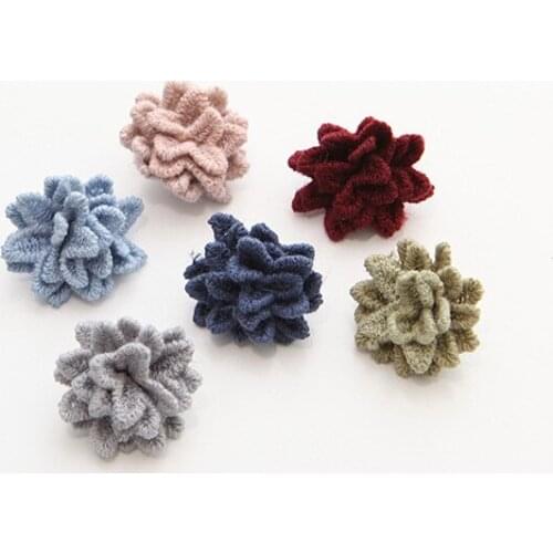 Small cute Hair Flowers woolen Fabric Flowers Flat Back Artificial Fabric Flowers For Headbands