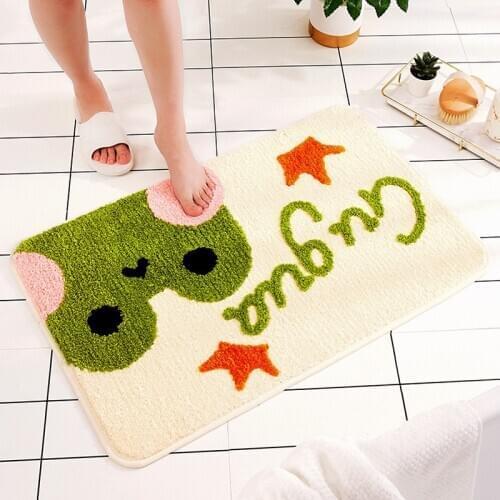 Cartoon Animal Bathroom Rugs Soft Cute Non-Slip Toilet Shower Room Absorbent Floor Mat Home Kitchen Flocking Door Carpets