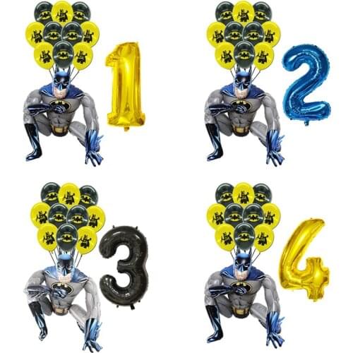 12 pcs 3D Batman Balloon Set boy Birthday number number balloons Childrens party decoration set Baby shower products Globos