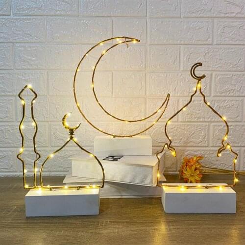 New Muslim Mosques Moon Lights Ramadan Eid Home Decoration Accessories Iron Ornaments Hot Sale Lampion Lantern Lanterne