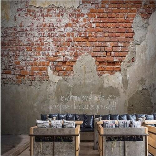Custom 3D Canvas Mural Retro Nostalgic Red Brick Stone Brick Cement Wallpaper Business Family Background Wallpaper