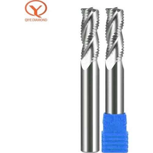 QIYE Roughing End Mill HRC58 CMT HSS 3 Flute carbide cutter CMTFine Pitch Teeth Aluminum Steel Machining Low Speed Metal Tool