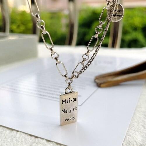 Retro Wild Creative Letter Square Brand Hip Hop Clavicle Chain 925 Thai Silver Jewelry Long Chain Necklace Party Jewelry Gift