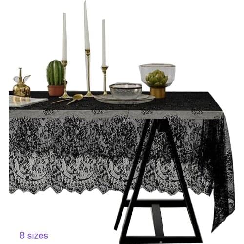 High-end white black lace mesh Tablecloth embroidery dining tea Table Cover cloth kitchen Christmas Wedding party home decor