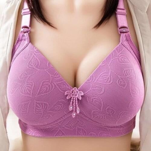 Women Bras 2021 New Summer Thin Anti-Sagging Gather Bra Non-Magnetic Wireless Underwear Simple Solid Brassiere Female Light Soft