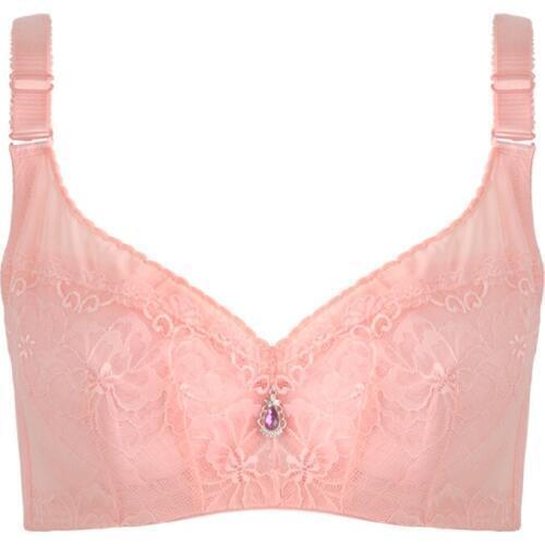 Bra Plus Size Sexy Push Up Minimizer Lace Busty Bras For Women Bow Full Cup 4 Hook-and-eye Adjustable Strap Underwire Thin Bras