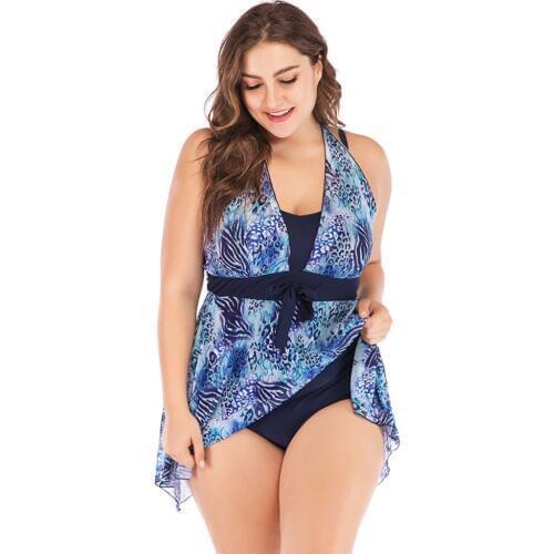 2019 Women Two Piece Swimsuit Sexy Halter Tankini Top with Pants Plus Size Swimwear Push Up Swimwear Bikini Set Bathing Suit 5XL