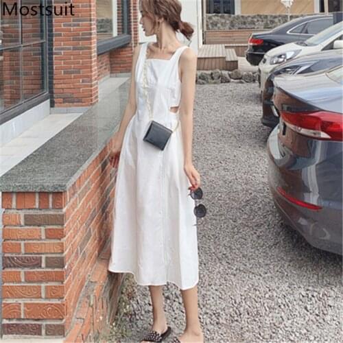 2021 Summer Stylish Streetwear Women Long Dress Sexy Vintage Sleeveless Square Collar Fashion Ladies Vestidos Femme
