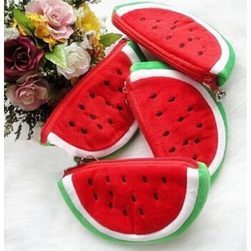 1pcs 14.5*8.5cm Coin Bags Popular Coin Purses Big Volume Watermelon Fruit School Kids Pen Pencil Bag Pendant School Supplies