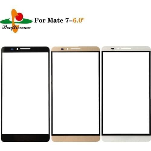 10Pcs\lot Outer Screen For Huawei Ascend Mate 7 MT7-L09 Front Touch screen Panel LCD Display Out Glass Cover Lens Replacement