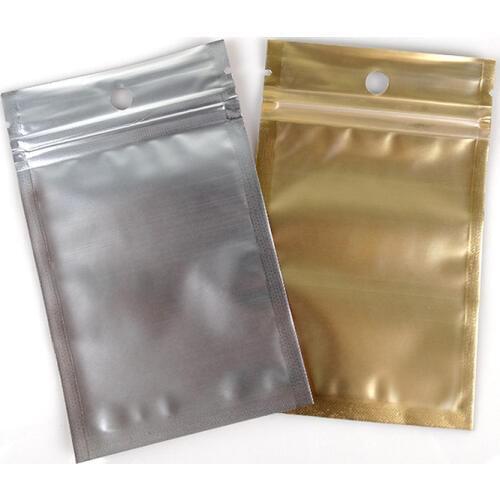 Multi-size 100pcs Metallic Mylar ziplock bags flat bottom gold Aluminum foil small zip lock plastic bags gold Jewelry pouch bags