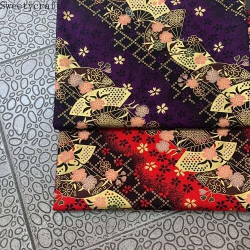 150x100cm Japanese Fan Flower Bronzed Cotton Fabric By Meter tissus telas Tecido Handmade Sewing patchwork Dress Home Textiles