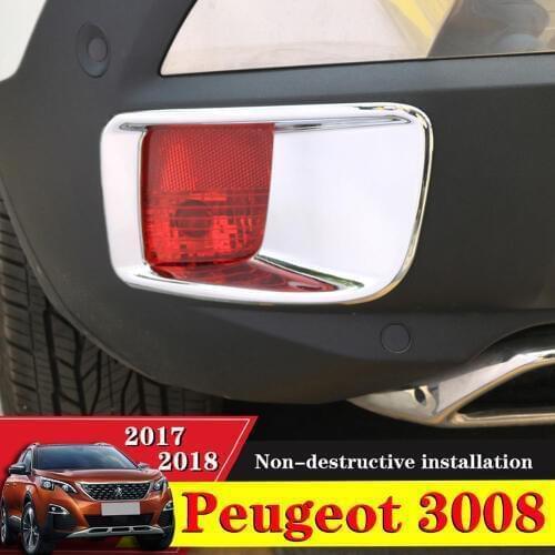 2PCS For Peugeot 3008 GT 2017 2018 Decoration Car Body ABS Chrome Trim Back Tail Rear Fog Light Cover Lamp Frame