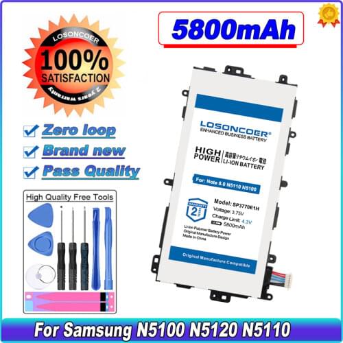 0 Cycle 100% New 5500mAh SP3770E1H Battery for Samsung N5100 N5120 Galaxy Note 8.0 N5110 GT-N5100 GT-N5110 Battery +Free tools