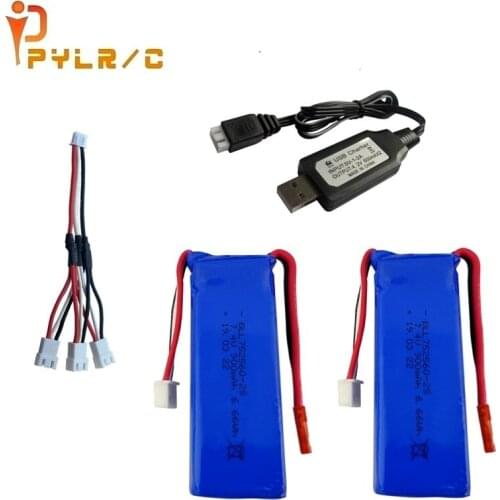 7.4V 900mAh 752560 Lipo Battery with charger For XK X520 XK X420 RC Quadcopter Helicopter Spare Parts for 7.4v Drone battery