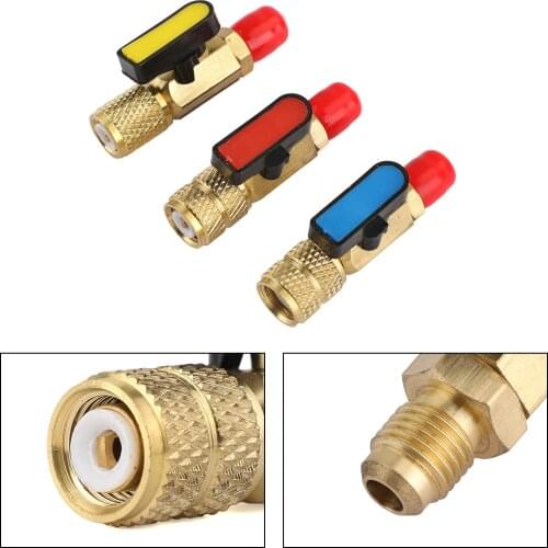 Artudatech 3pcs Straight Ball Valves 1/4" SAE Refrigerant HVAC A/C Tech Hand Tool For R410A