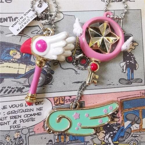 Bandai Anime Card Captor Cute KINOMOTO SAKURA Magic Wand Keychain Pendant Kids Toys Boy Girl Gift