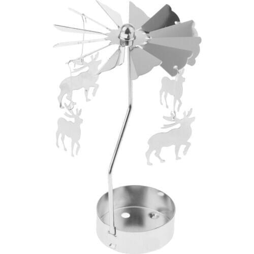 Blesiya New Arrival Rotating Metal Carousel Light Candle Holder Xmas Decor