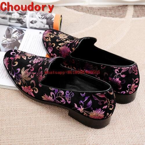 Choudory Classic italian shoes men mixed color velvet loafers hidden heel shoes for men dress wedding breathable running shoes