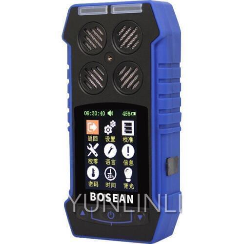 4 in 1 Gas Detector Oxygen O2 H2S Carbon Monoxide CO Flammable Gas Analyzer Monitor Toxic Gas and Harmful Gas Leak Detector BH-4
