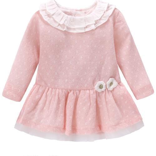 New 2018 Baby Girls Dress Wool Knit Crochet Dress Spring Autumn Cute Dress Newborn Clothing Cartoon Long Sleeve Infant Dresses