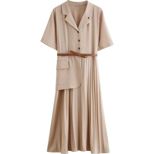 Elegant Pastel Formal Vestidos Sashes Slim Waist Office Trendy Ukraine Summer New Style Suit Dress Women A-line Women Clothes