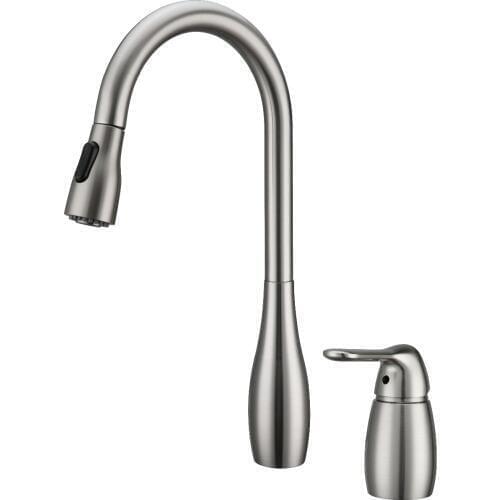 Brushed nickel Single Handle Pull-Down spray widespread 2 Holes Kitchen Faucet mixer tap deck mounted
