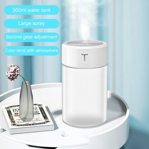 1PCS 360ML Mini Ultrasonic Air Humidifier Aroma Essential Oil Diffuser For Home Car USB Fogger Mist Maker with LED Night Lamp