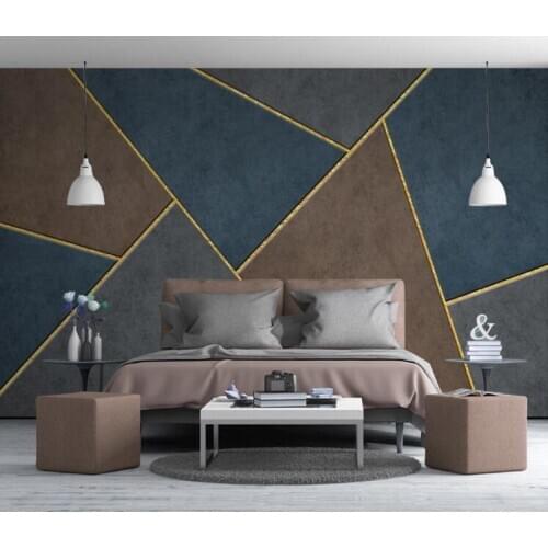 Bacal 3D wall papers home decor Custom wallpaper Nordic minimalist personality retro geometric golden TV background wall tapet