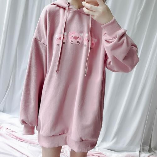 2019 new girl cute soft cute couple models plus velvet loose Sweatshirts fashion sweet hoodie
