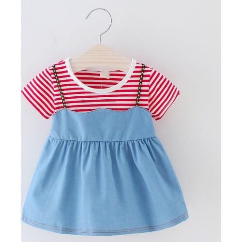New 0-24M Casual Summer Baby Girl Dress Cotton Print Striped Short Sleeve Cute Infant Girl Dresses Toddler Baby Girl Clothes