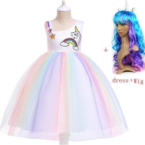 Lush Girl Dress Unicorn Party Kids Dresses for Girls Princess Costumes 2019 Brand Children Clothing Baby Summer Clothes Vestidos
