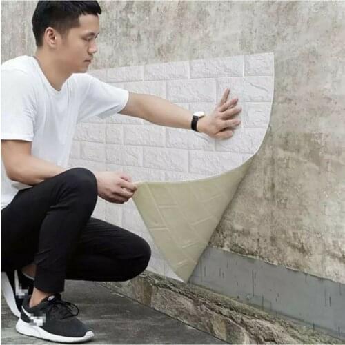 Self-Adhesive Flexible Sponge White Brick Wall Paper Panel Home Decor Living Room Accessories