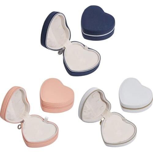 Jewelry Organizer Display Heart-shape Jewelry Boxes Portable Jewelry Box Leather Storage Organizer Earring Holder classy