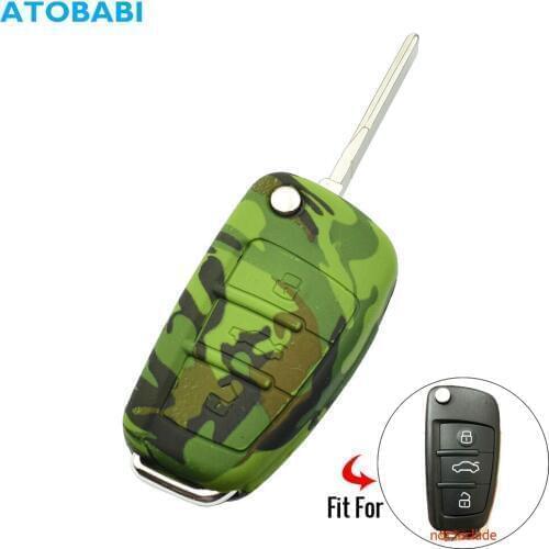 Silicone Car Key Case For Audi Sline A3 TT A5 Q2 Q3 Q5 A6 C5 C6 A4 B6 B7 B8 80 S6 3 Buttons Folding Remote Fob Protector Cover